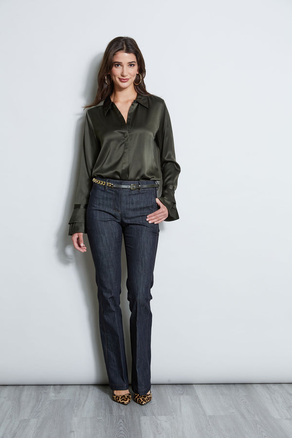 Silk Satin Ruffle Cuff Shirt