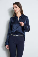 Silk Satin Ruffle Cuff Shirt