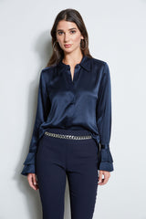 Silk Satin Ruffle Cuff Shirt