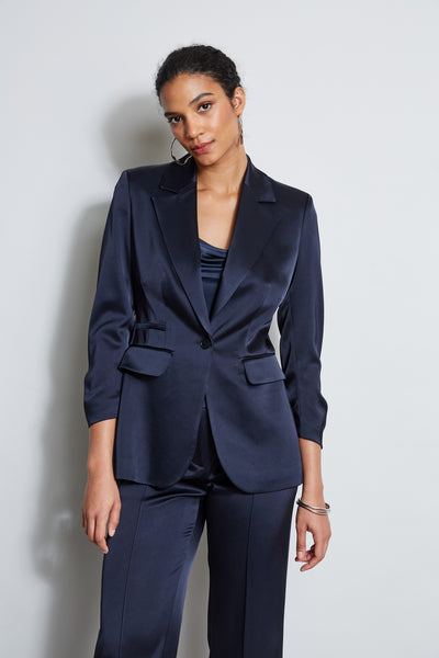 Satin Ruched Sleeve Blazer Image 1