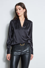 Silk Satin Contour Neck Shirt