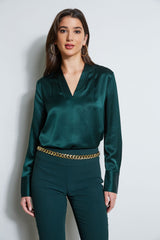 Silk Satin Contour Neck Shirt
