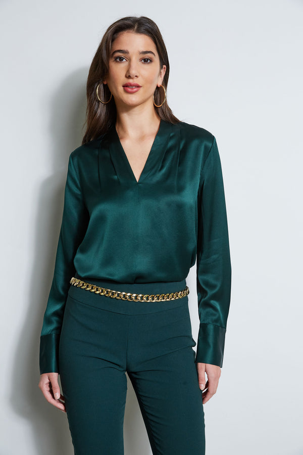 Silk Satin Contour Neck Shirt