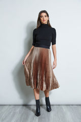 Lasercut Satin Pleated Skirt