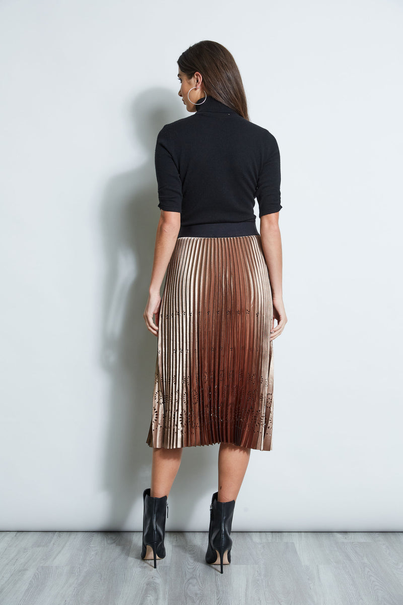 Lasercut Satin Pleated Skirt