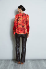 Silk Satin Etched Floral Shirt