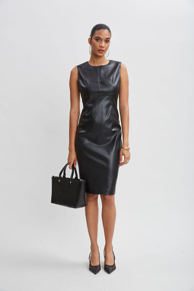 Vegan Leather Side Panel Dress Image 1