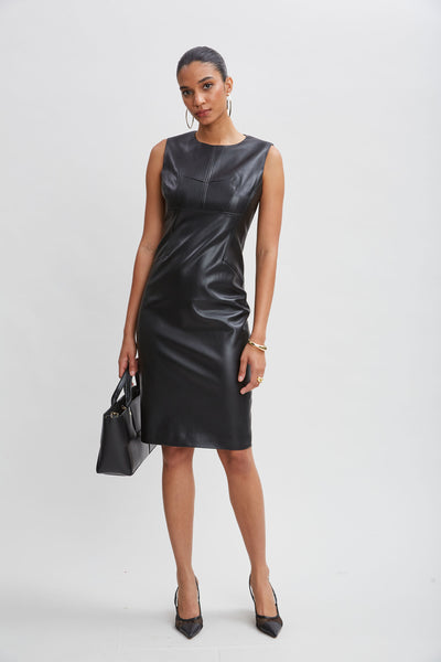 Vegan Leather Side Panel Dress Image 3