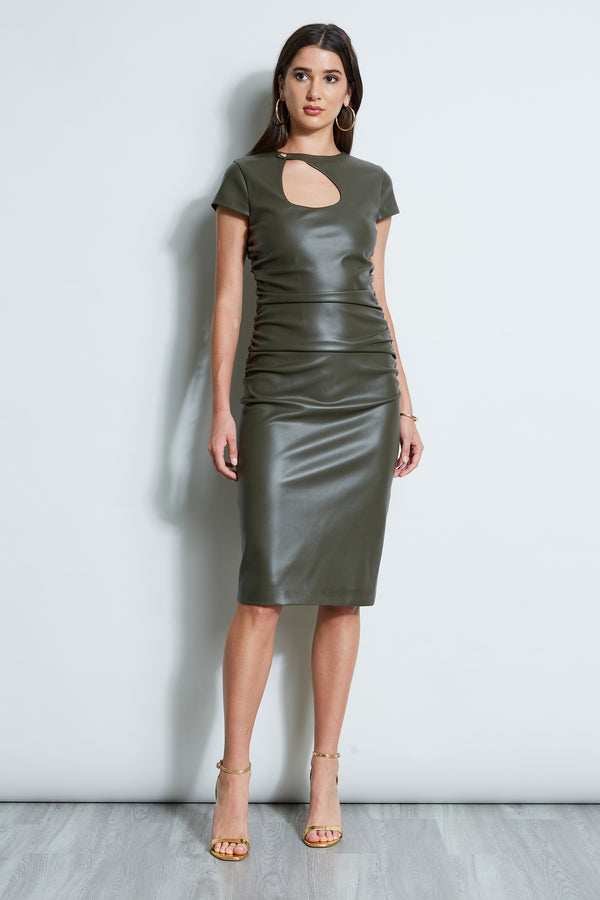 Vegan Leather Keyhole Dress