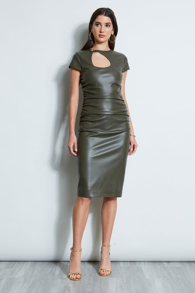 Vegan Leather Keyhole Dress