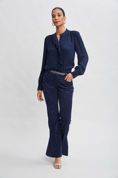 Silk Ruffle Button Down Shirt Image 2