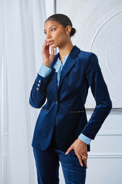 Single Button Velvet Blazer Image 5