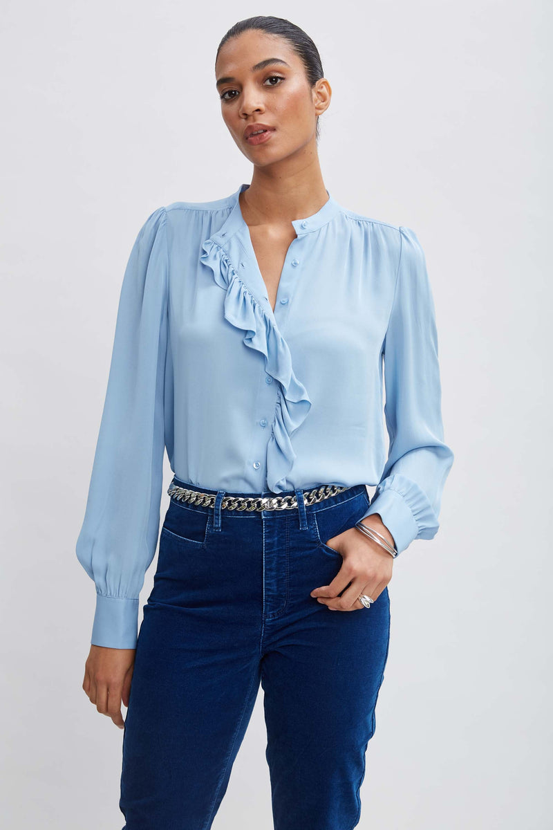 Silk Ruffle Button Down Shirt – Elie Tahari - Main Image