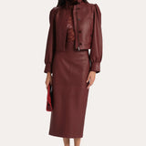 BELLE LAMB LEATHER JACKET - RED