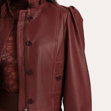 BELLE LAMB LEATHER JACKET - RED