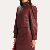 BELLE LAMB LEATHER JACKET - RED