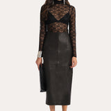 Brooklyn Lamb Leather Midi Skirt