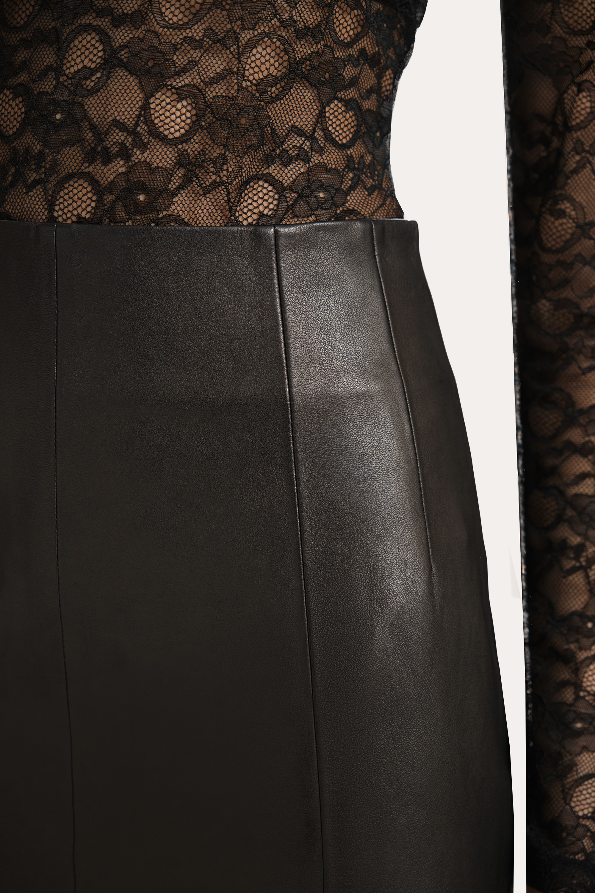 Brooklyn Lamb Leather Midi Skirt