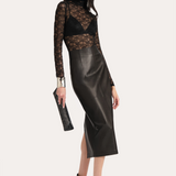 Brooklyn Lamb Leather Midi Skirt
