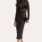 Brooklyn Lamb Leather Midi Skirt