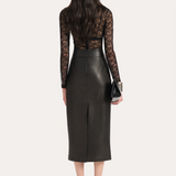 Brooklyn Lamb Leather Midi Skirt