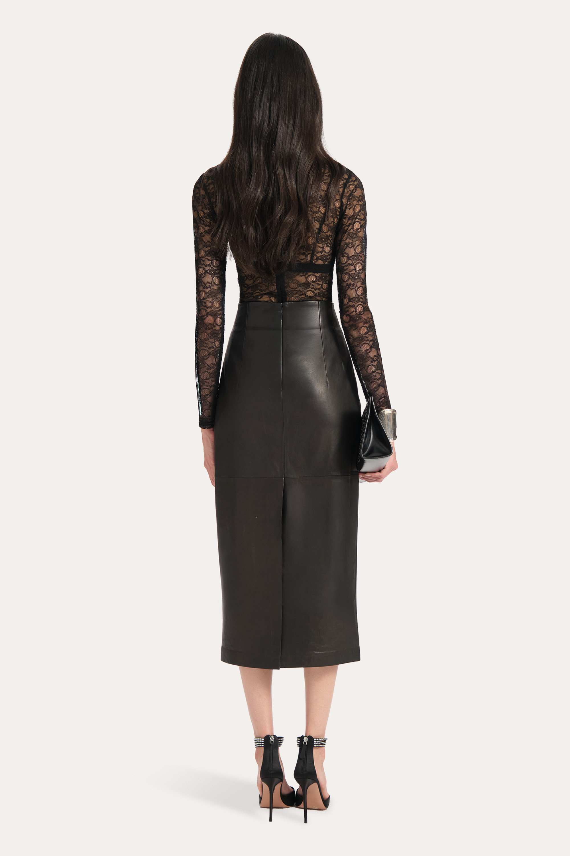 Brooklyn Lamb Leather Midi Skirt