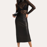 Brooklyn Lamb Leather Midi Skirt