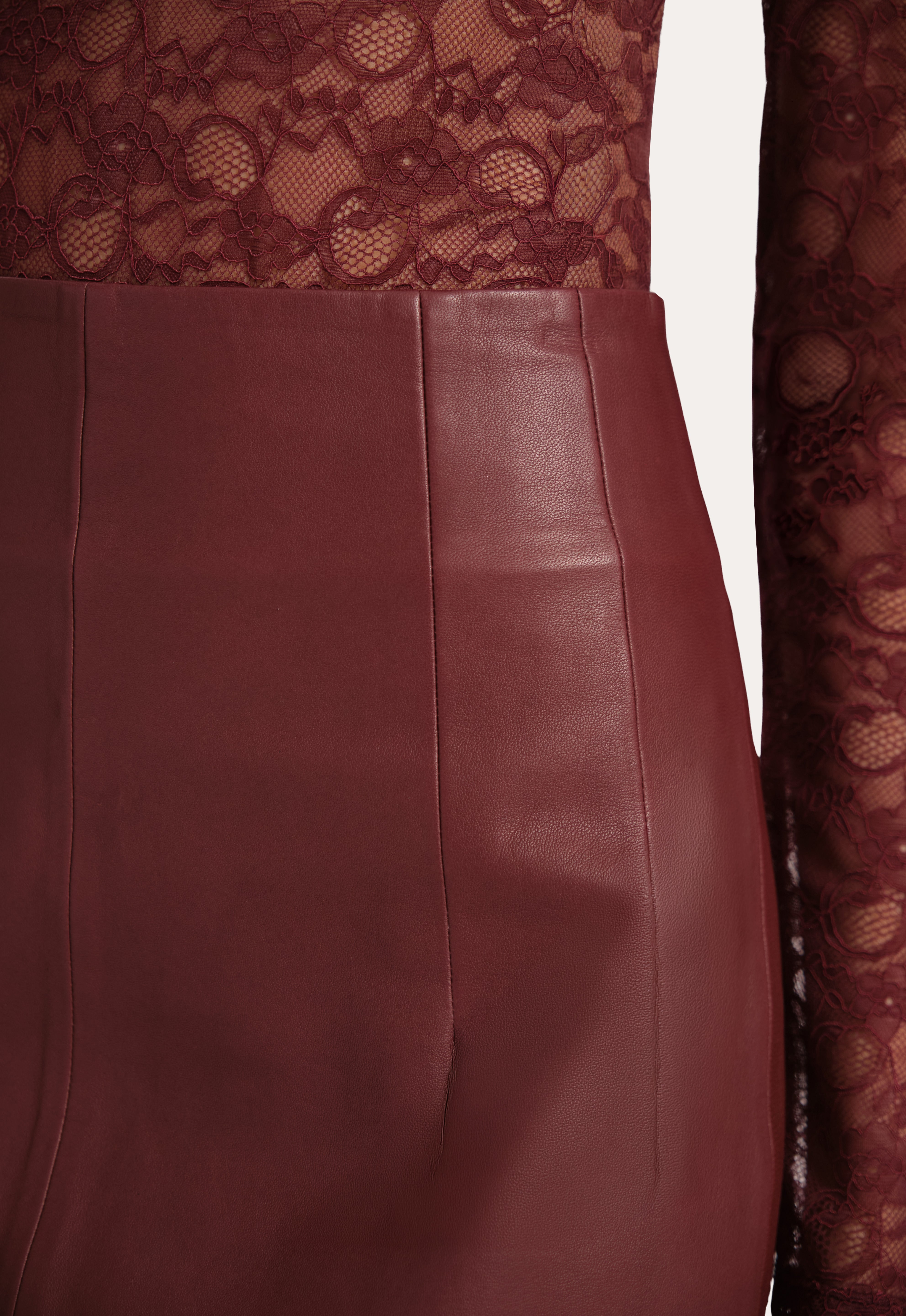 Brooklyn Lamb Leather Midi Skirt
