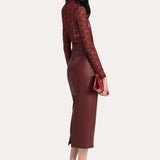 Brooklyn Lamb Leather Midi Skirt
