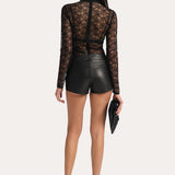 BLAKE LAMB LEATHER TAILORED SHORTS - BLACK