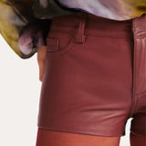 BLAKE LAMB LEATHER TAILORED SHORTS - red