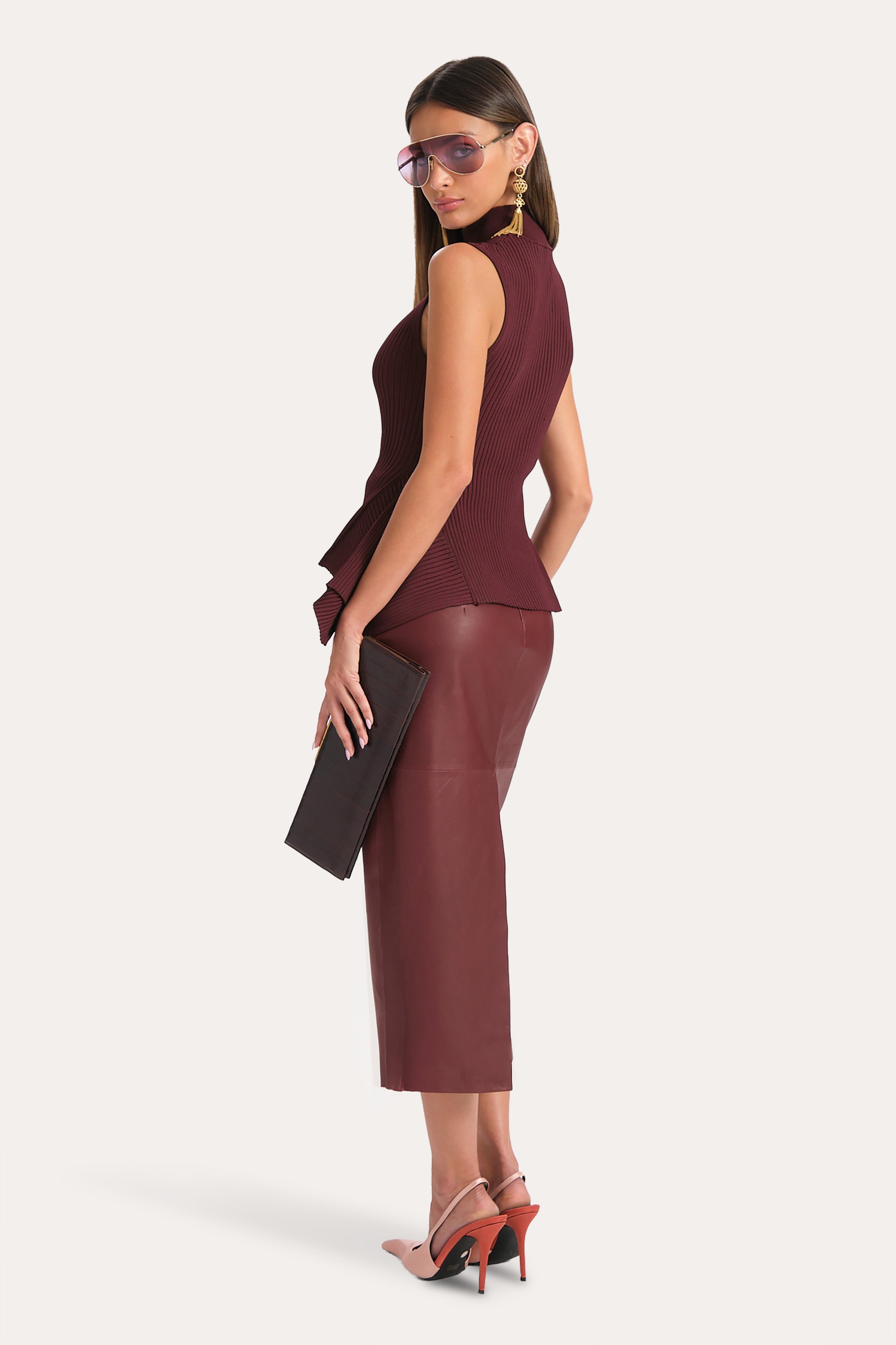FRANCESCA RIB SWEATER TOP in JESTER RED
