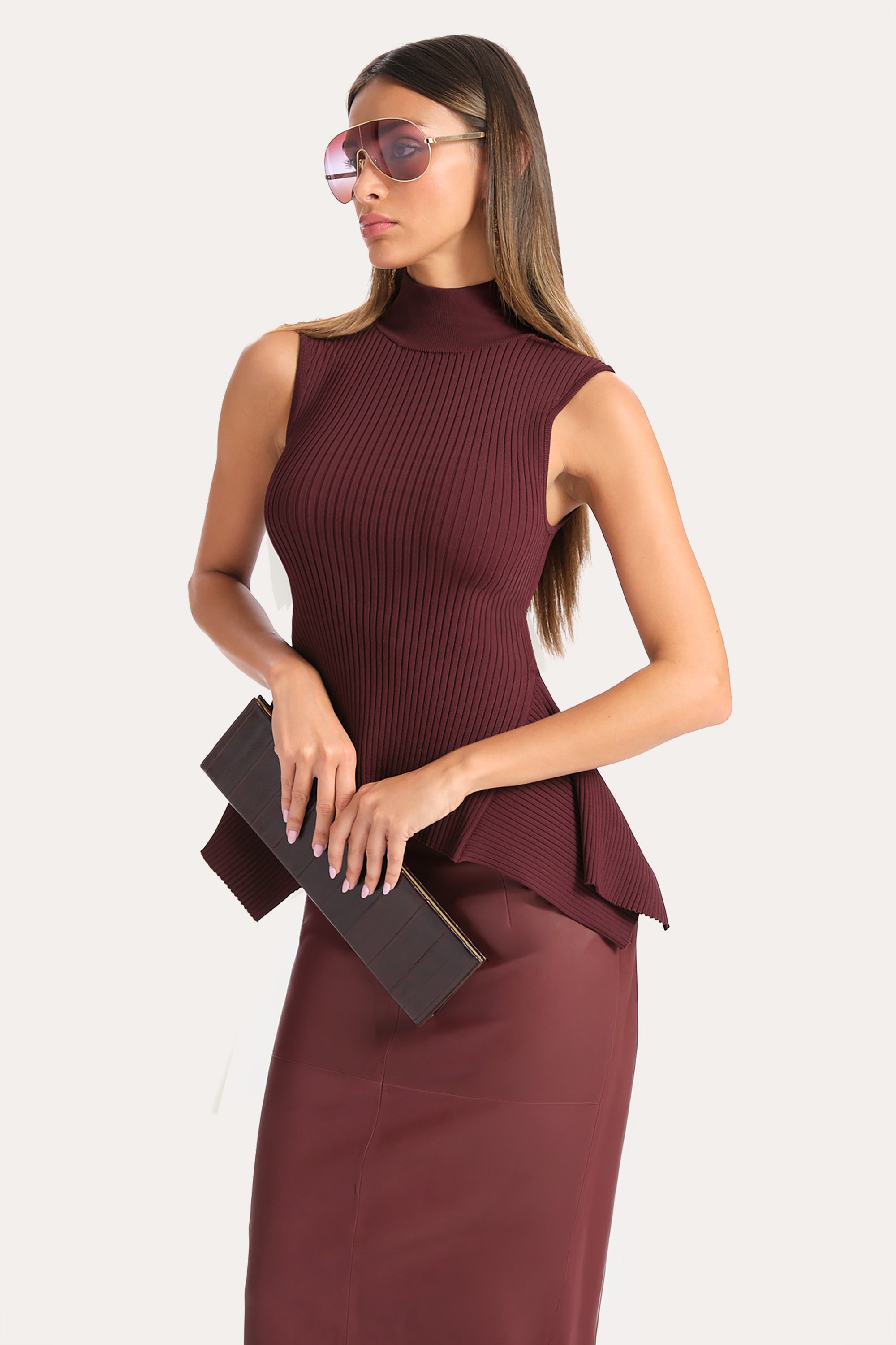 FRANCESCA RIB SWEATER TOP in JESTER RED