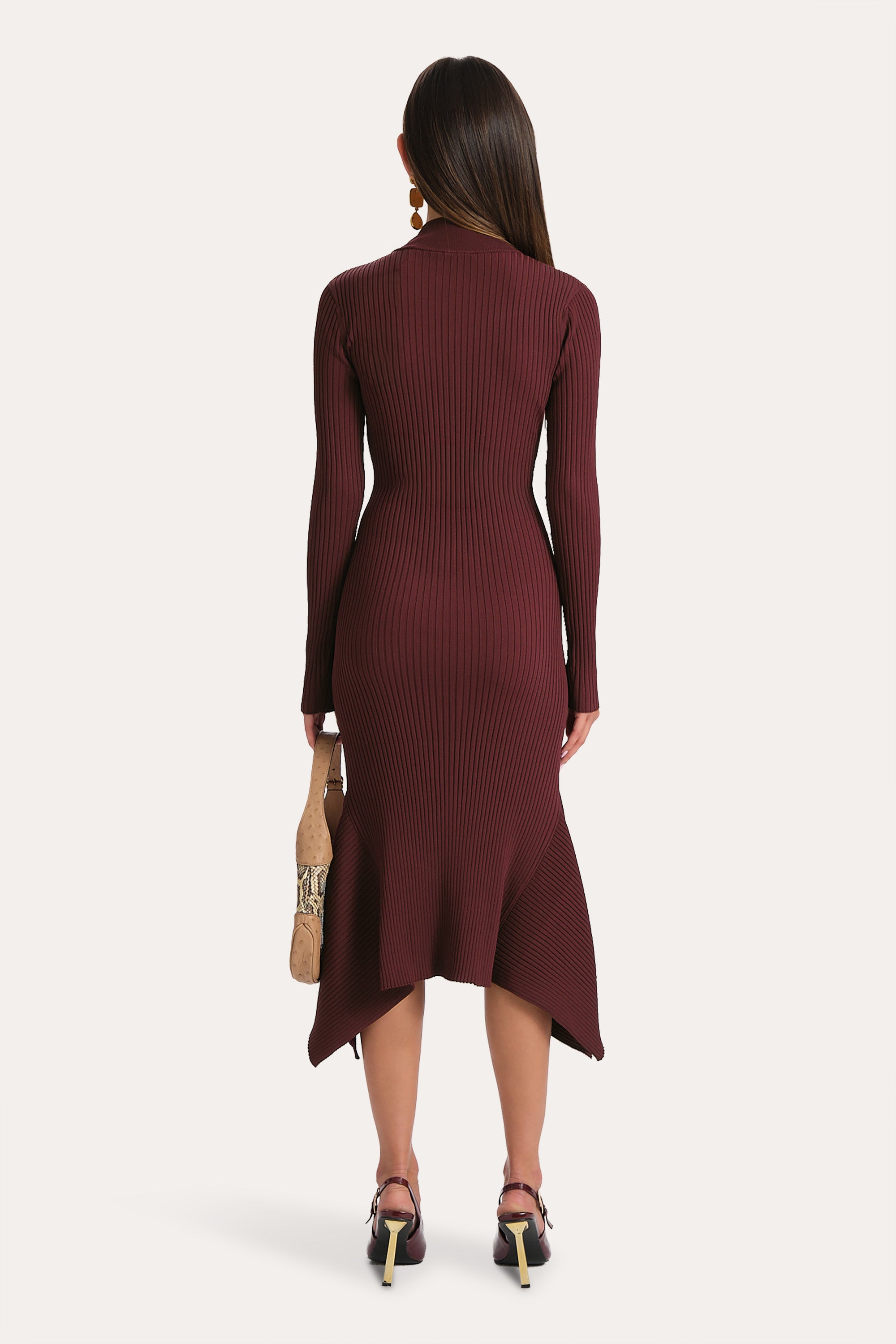 FIONA RIB SWEATER DRESS in JESTER RED