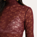 ANNABELE REBRODÉ LACE BODYSUIT in JESTER RED
