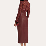 ANNABELE REBRODÉ LACE BODYSUIT in JESTER RED