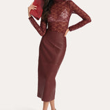 ANNABELE REBRODÉ LACE BODYSUIT in JESTER RED