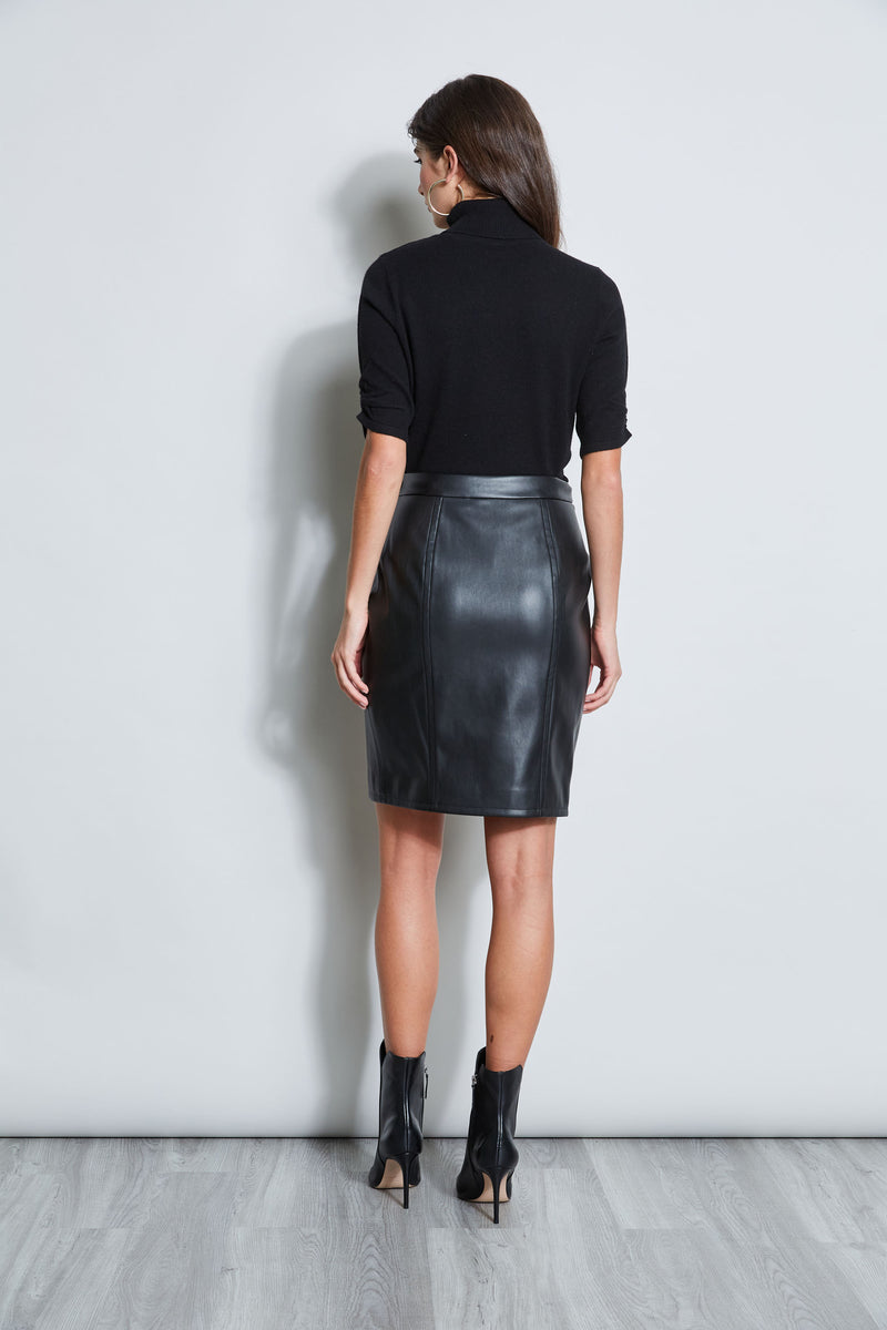 Vegan Leather Faux Wrap Skirt