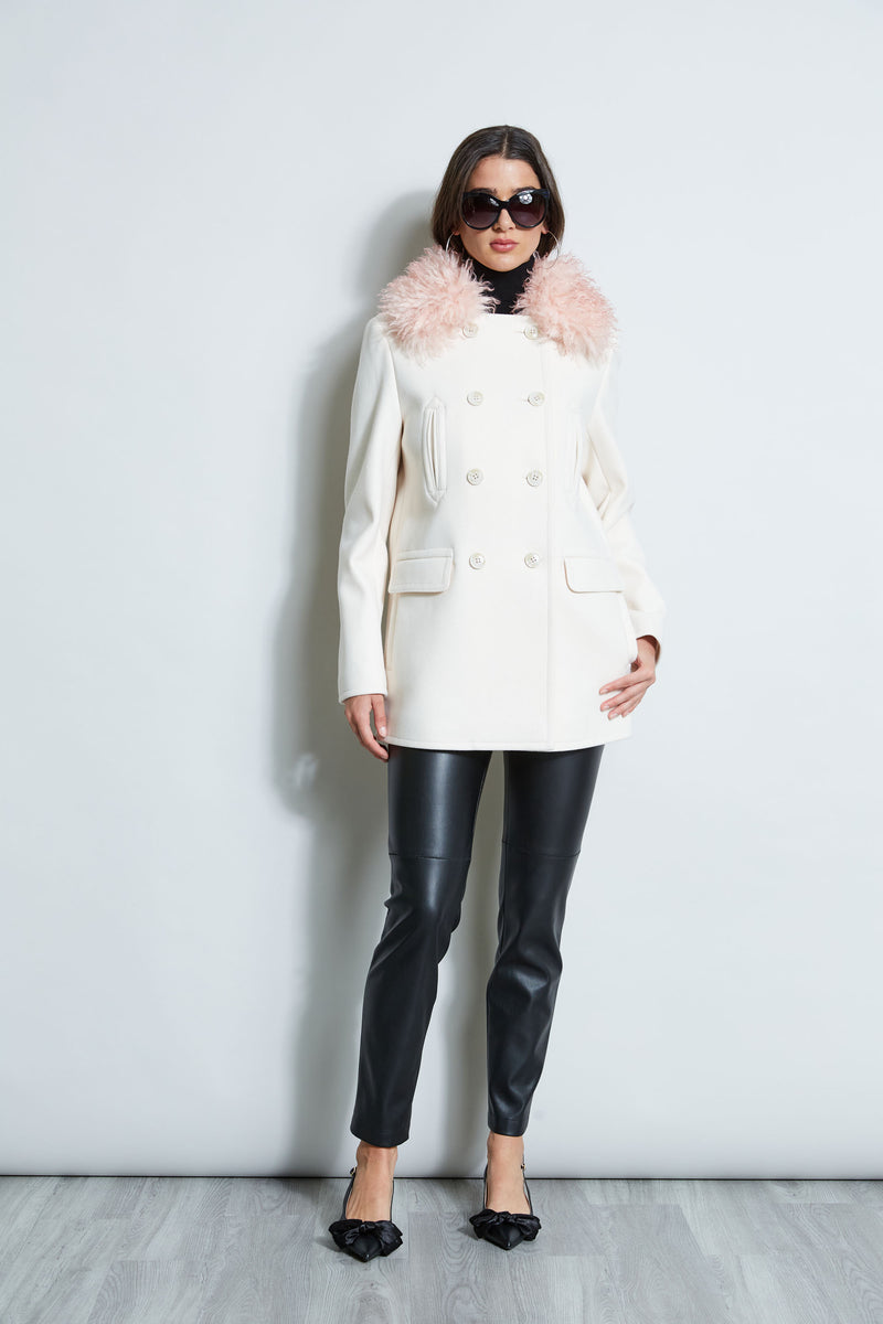 Coat with Faux Fur Collar