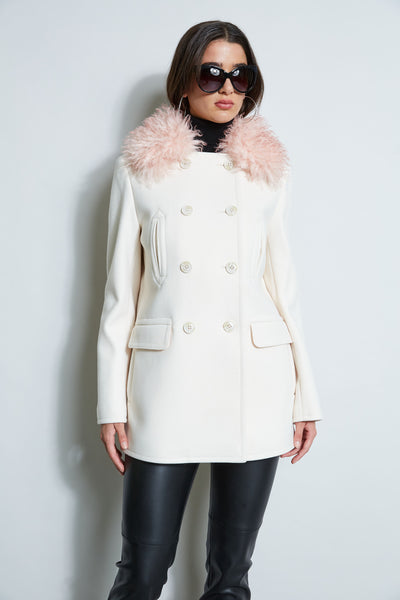 Faux Fur Collar Peacoat Image 2