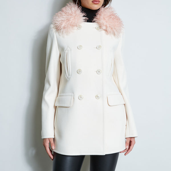 Faux Fur Collar Peacoat Elie Tahari