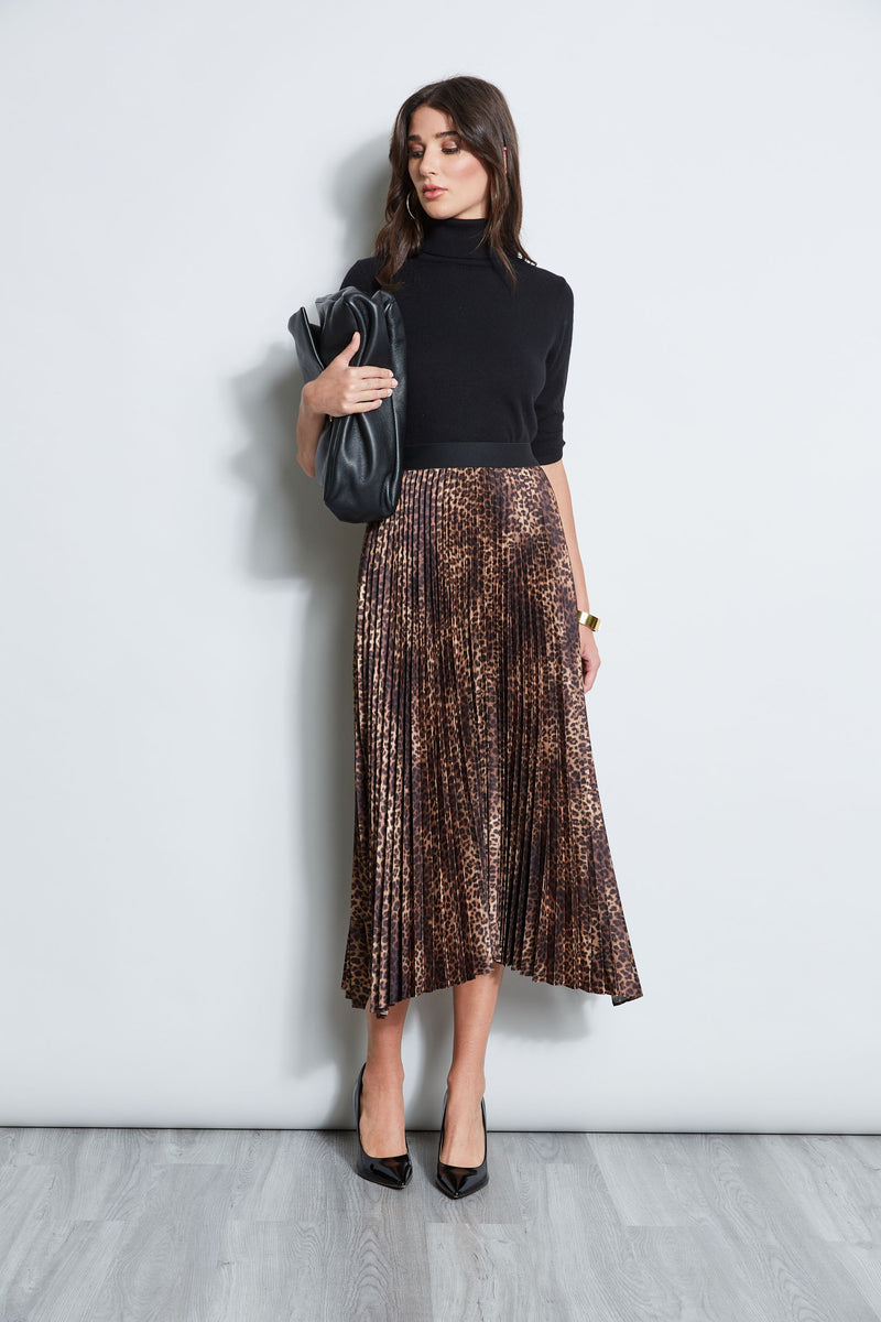 Ocelot Print Pleated Skirt