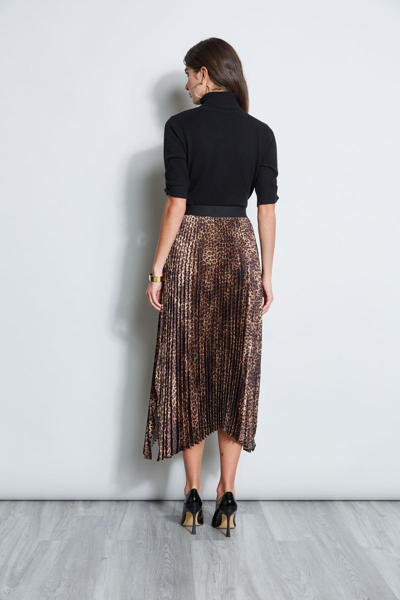 Ocelot Print Pleated Skirt
