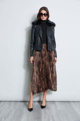 Ocelot Print Pleated Skirt