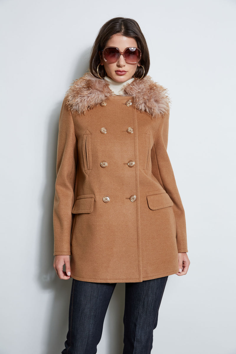 Faux Fur Collar Peacoat – Elie Tahari - Main Image