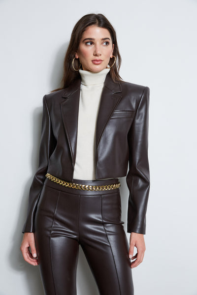 Cropped Vegan Leather Jacket Image 1