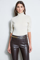 Short Sleeve Cashmere Turtleneck Sweater