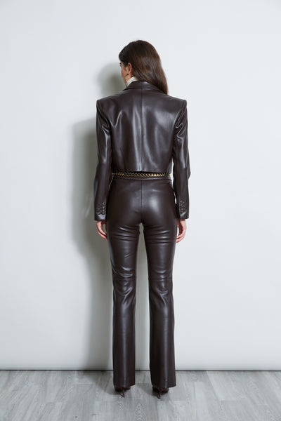 Cropped Vegan Leather Jacket Image 3