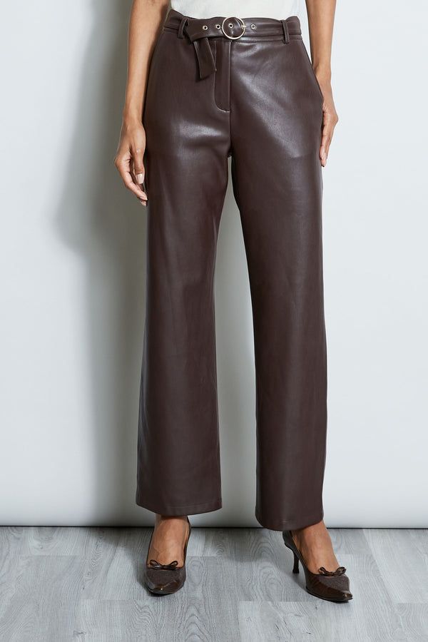 T-Tahari Vegan Leather Belted Pant