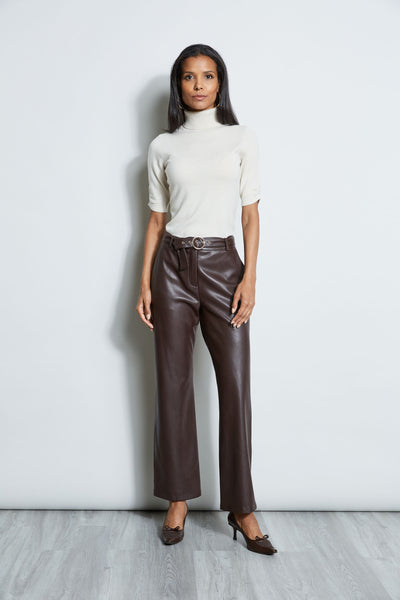 T-Tahari Vegan Leather Belted Pant